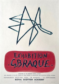 Retro Cubist Exhibition Poster by Georges Braque, Modernist Mourlot Lithograph, 1959