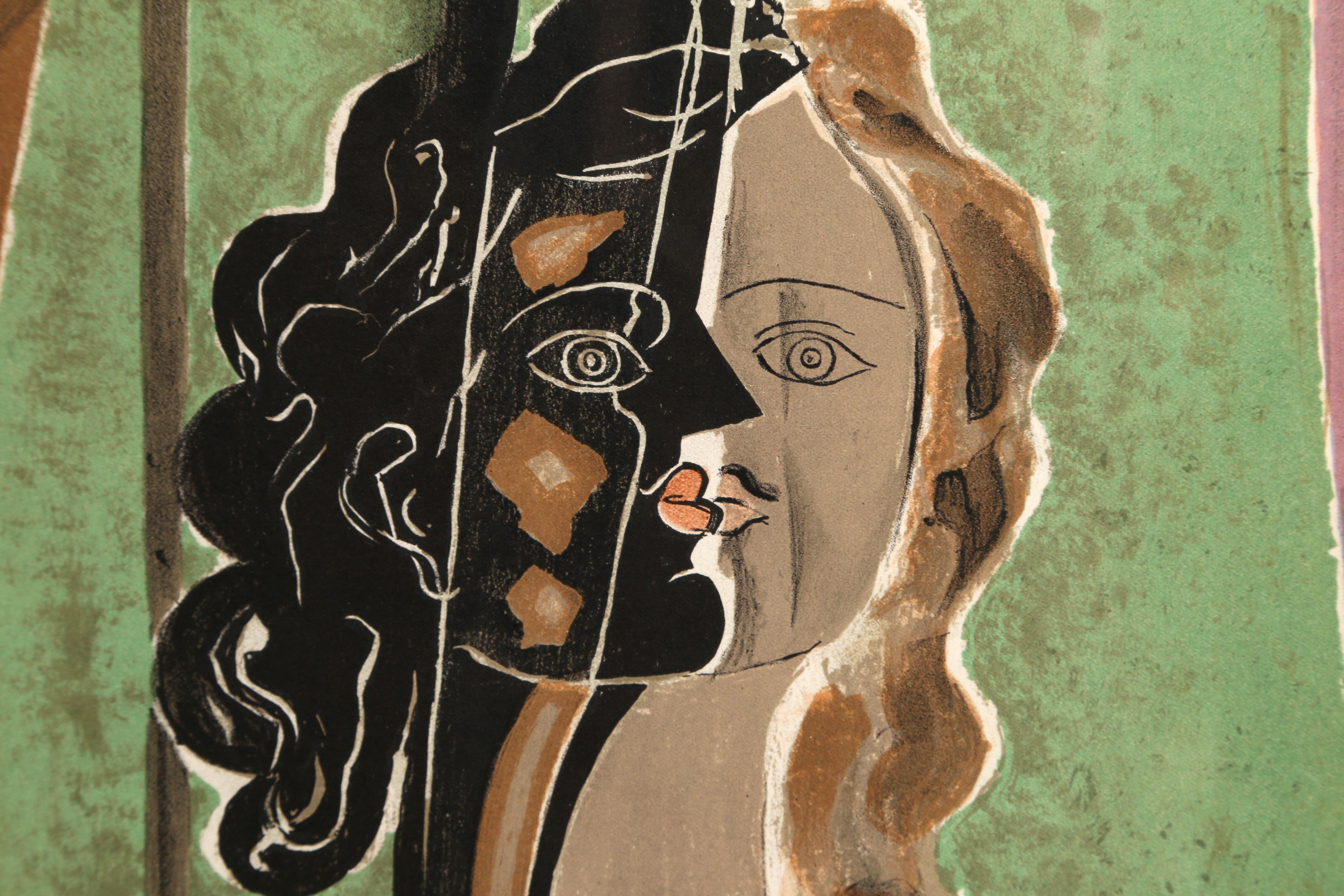Figur (Fragment):: kubistisches Porträt von Georges Braque – Print von (after) Georges Braque