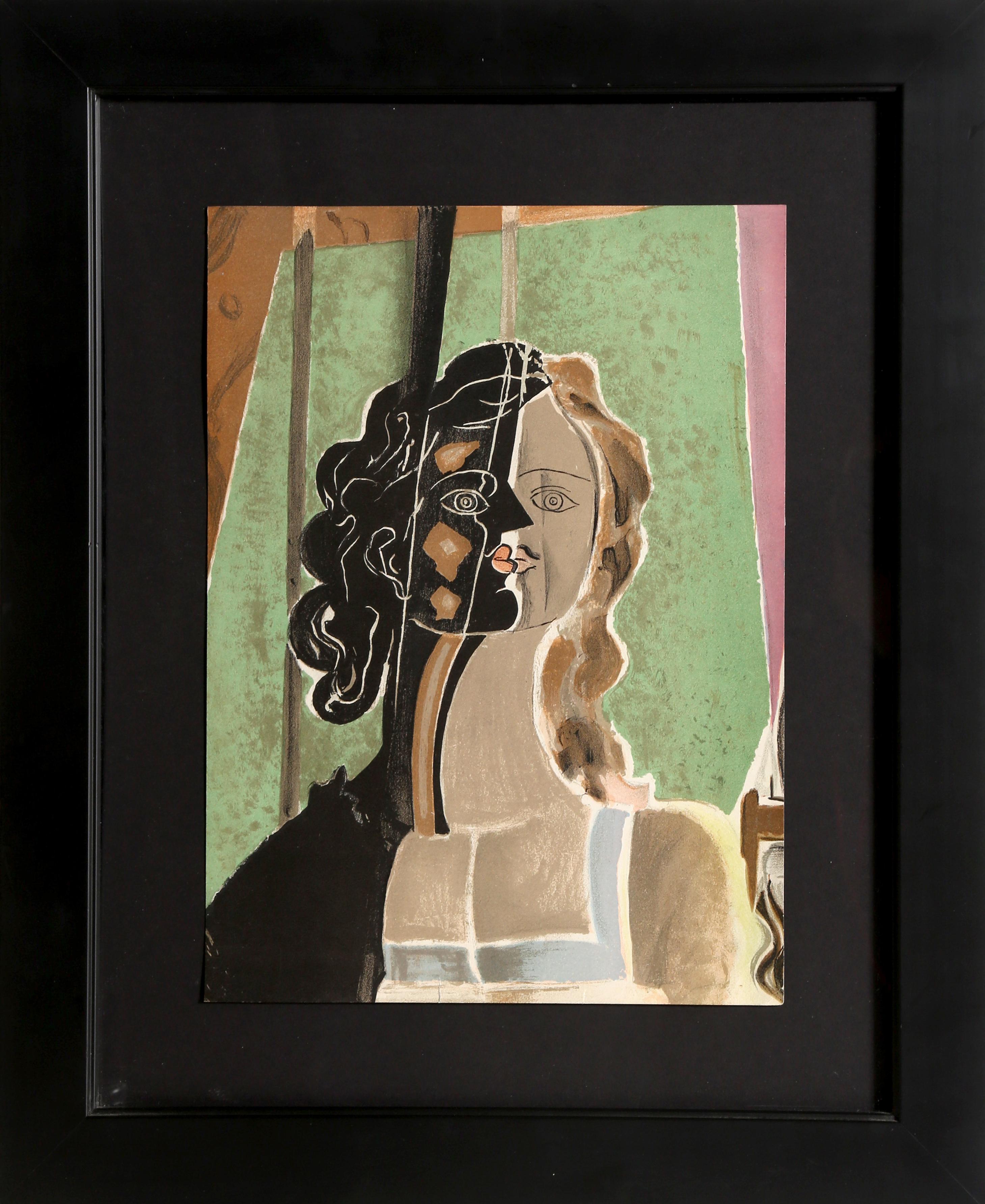 (after) Georges Braque Portrait Print – Figur (Fragment):: kubistisches Porträt von Georges Braque