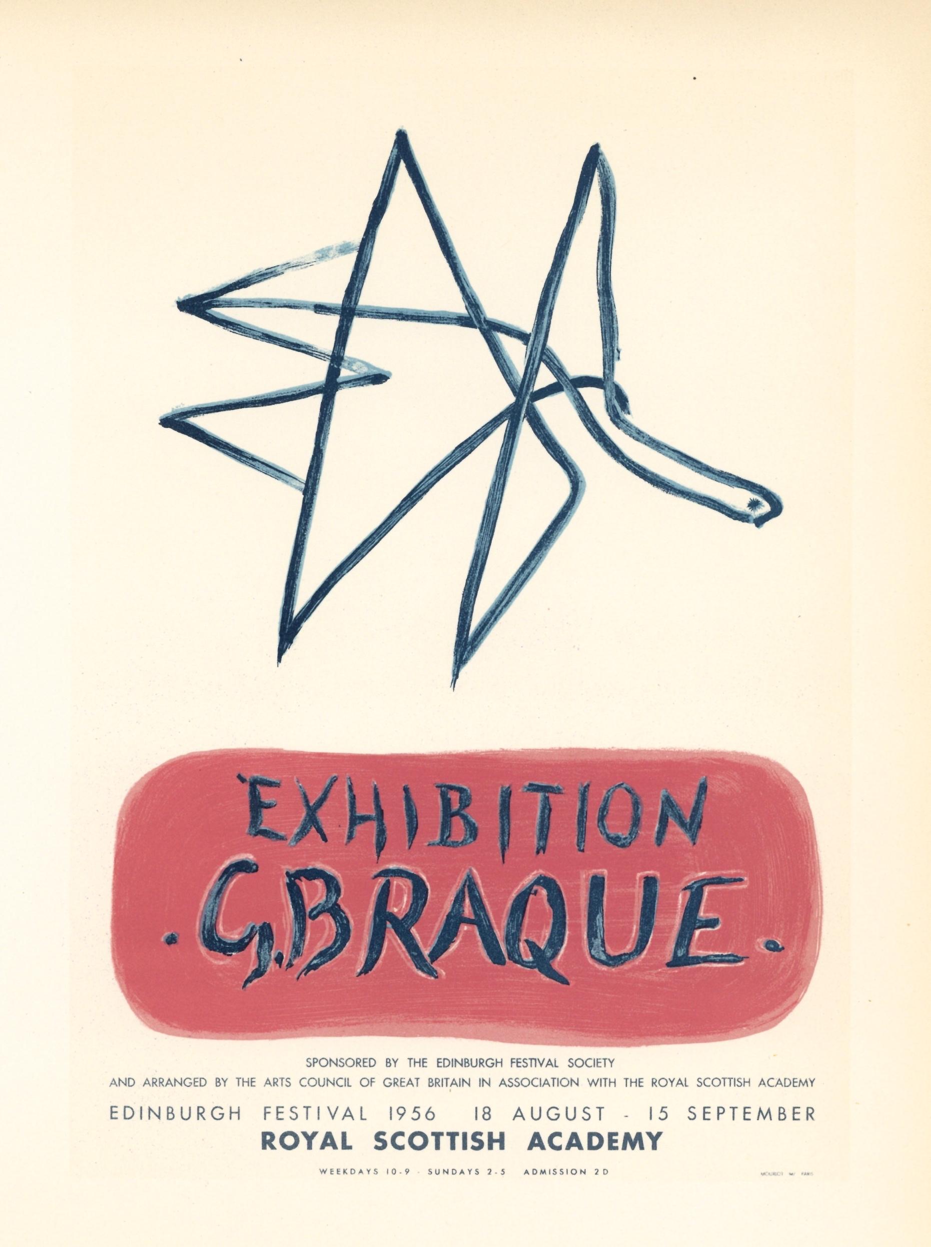 "G. Braque Exhibition" lithograph poster - Print by (after) Georges Braque