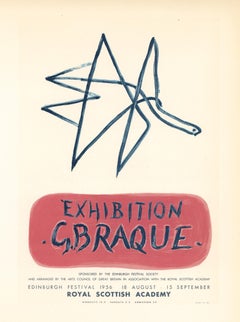 Affiche de lithographie « G. Braque Exhibition »
