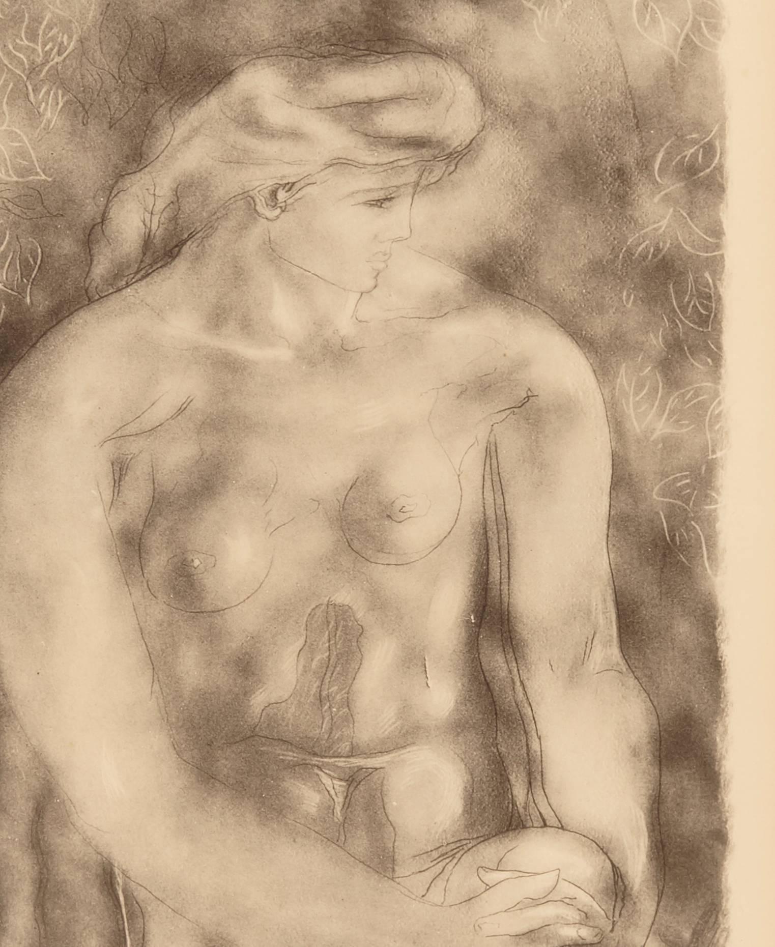 Georges Braque Nude 1957 Collotype “Nu Aux Feulles” - Art Deco Print by (after) Georges Braque