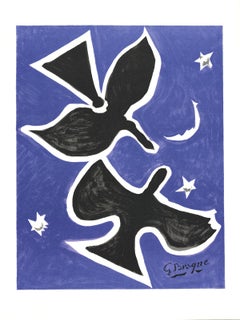 Georges Braque-Two Birds-31.5" x 23.5"-Poster-1996-Cubism-Black, Blue