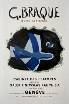 Obra Gráfica Cartel de Exposición de Georges Braque, Litografía Modernista 1959