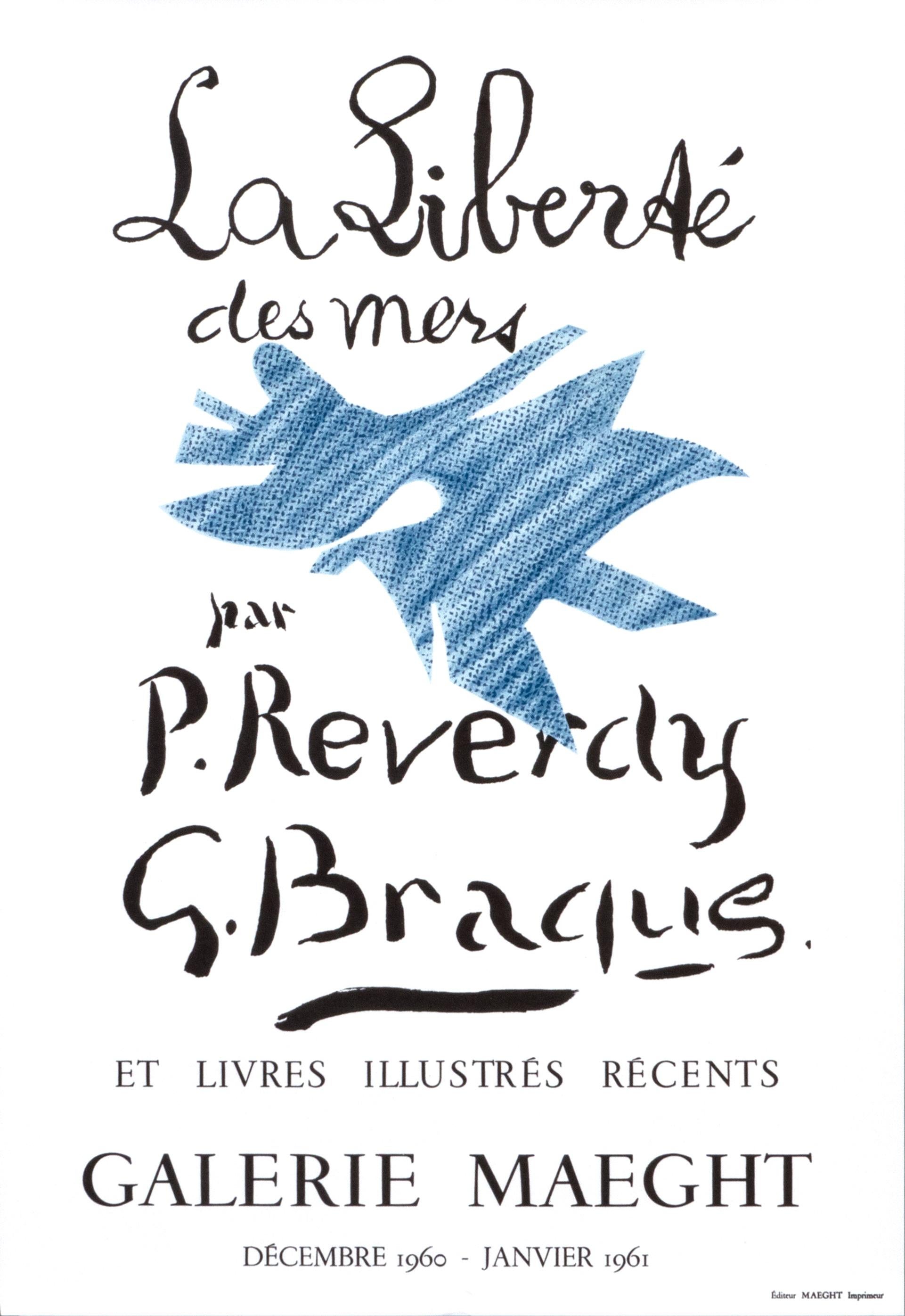 "La Liberte des mers" Braque Vintage French Exhibition Poster - Galerie Maeght