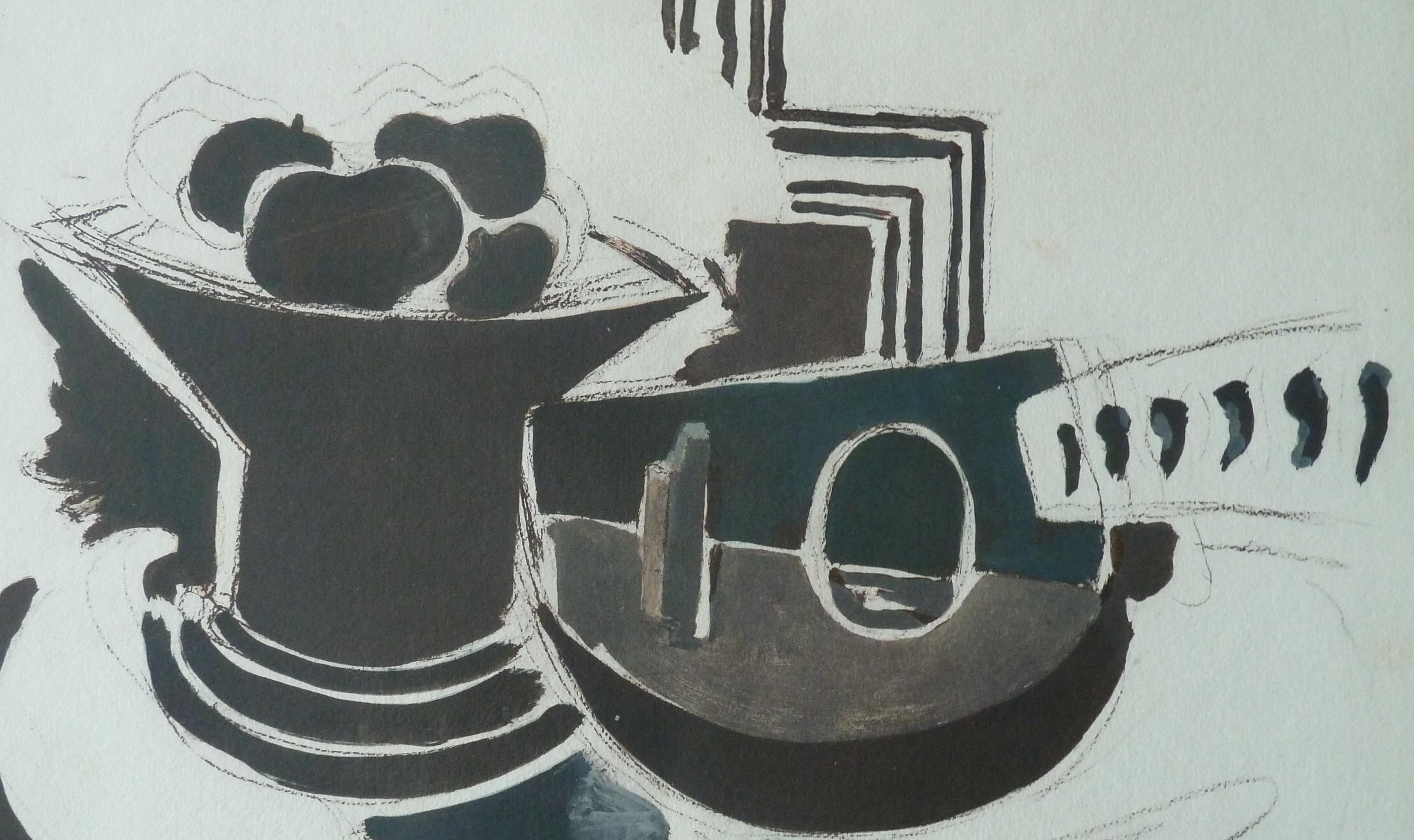La Mandoline - Litografia e stencil - 1943 - Figurative Print Grigio di (after) Georges Braque