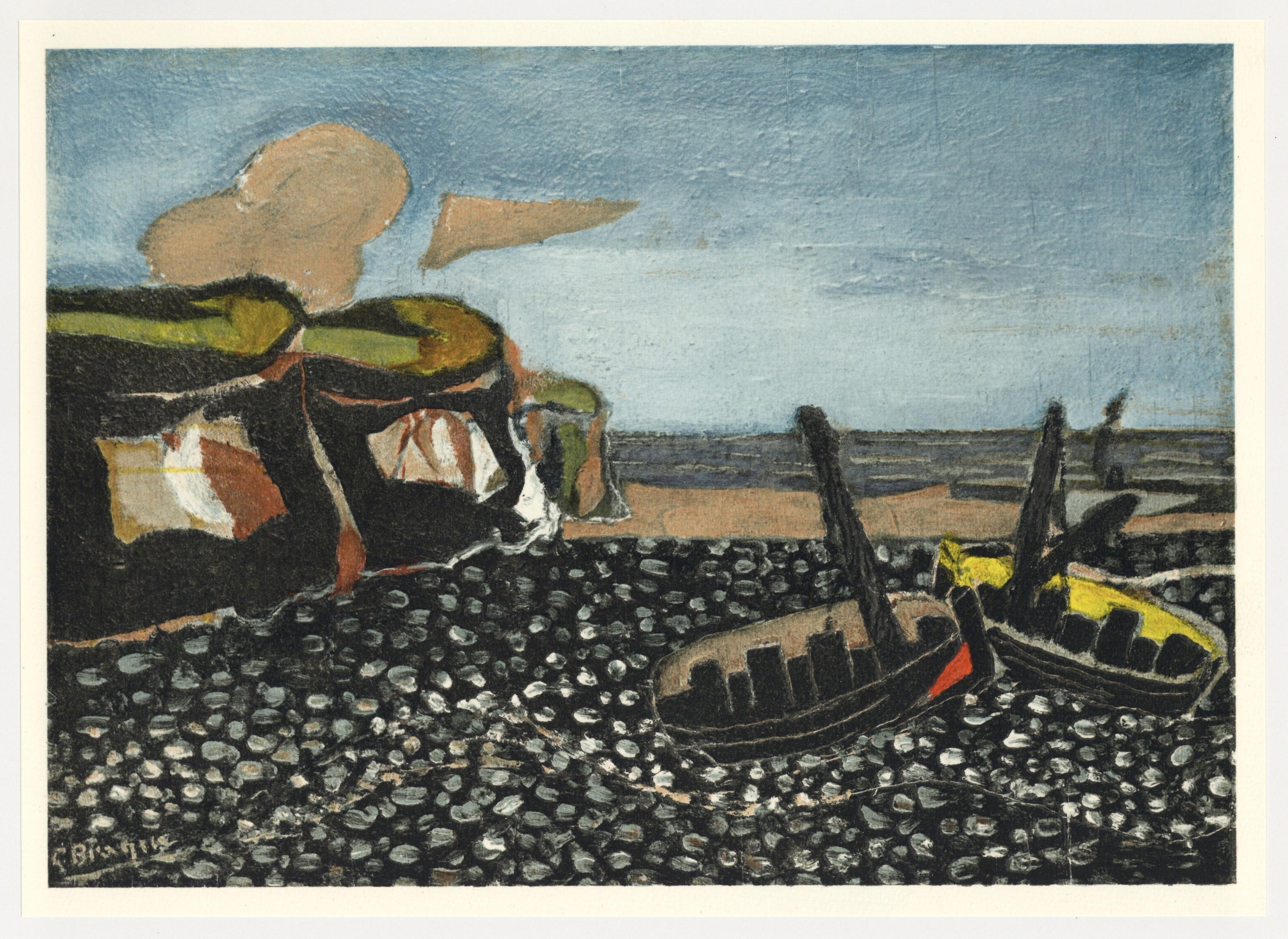 "Les barques bleues" lithograph - Print by (after) Georges Braque