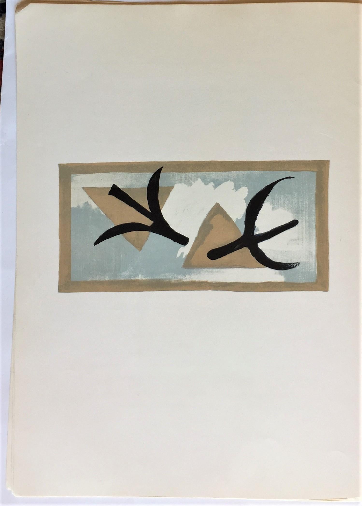 Les martinets (black swifts) - Gray Landscape Print by (after) Georges Braque