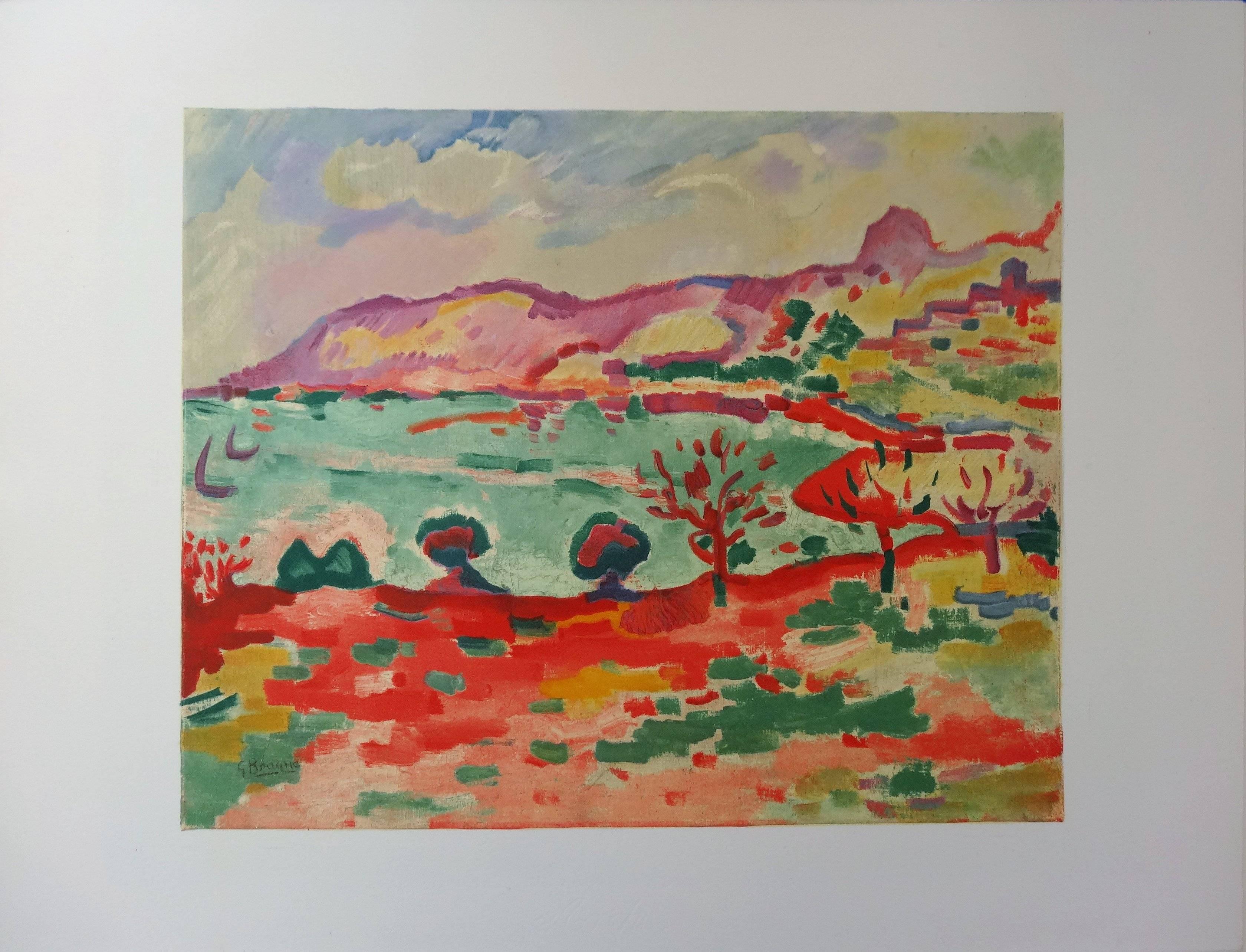 (after) Georges Braque Landscape Print – Marseille: L'Estaque Landscape - Lithographie, 1972