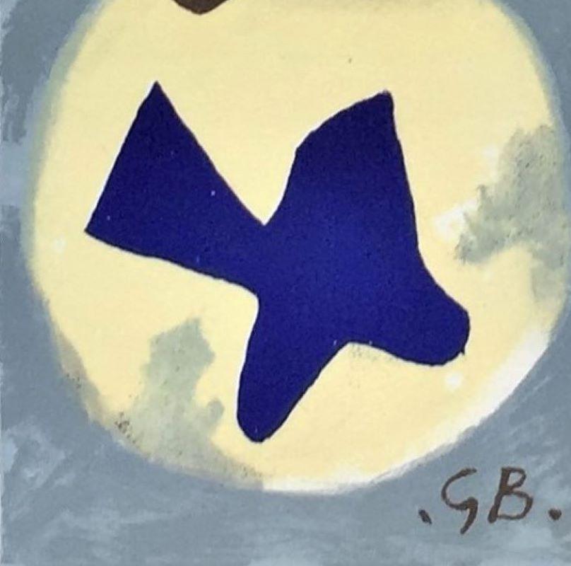 Soleil et Lune. 1959. Original-Lithographie in Farbe gedruckt. 8 1/2x 3 11/16 (Blatt 15 x 10 7/8).  Vallier, Dora. Braque. The Complete Graphics, London 1988, S. 294, Nr. 1034.   Vallier, Dora. Braque. The Complete Graphics, London 1988, S. 294, Nr.