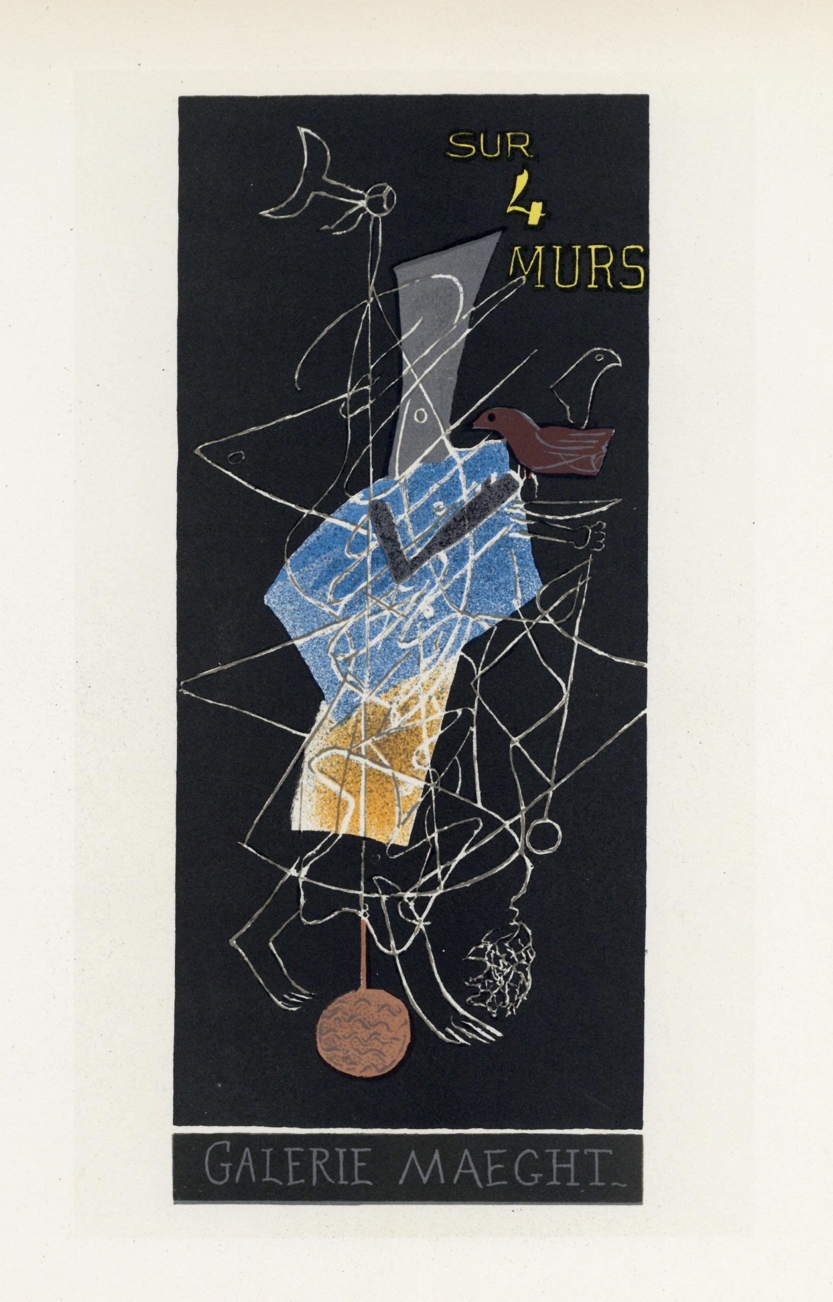 "Cartel litografía "Sur Quatre Murs - Print de (after) Georges Braque