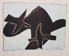 Vintage The Black Birds - Lithograph After Georges Braque - 1958