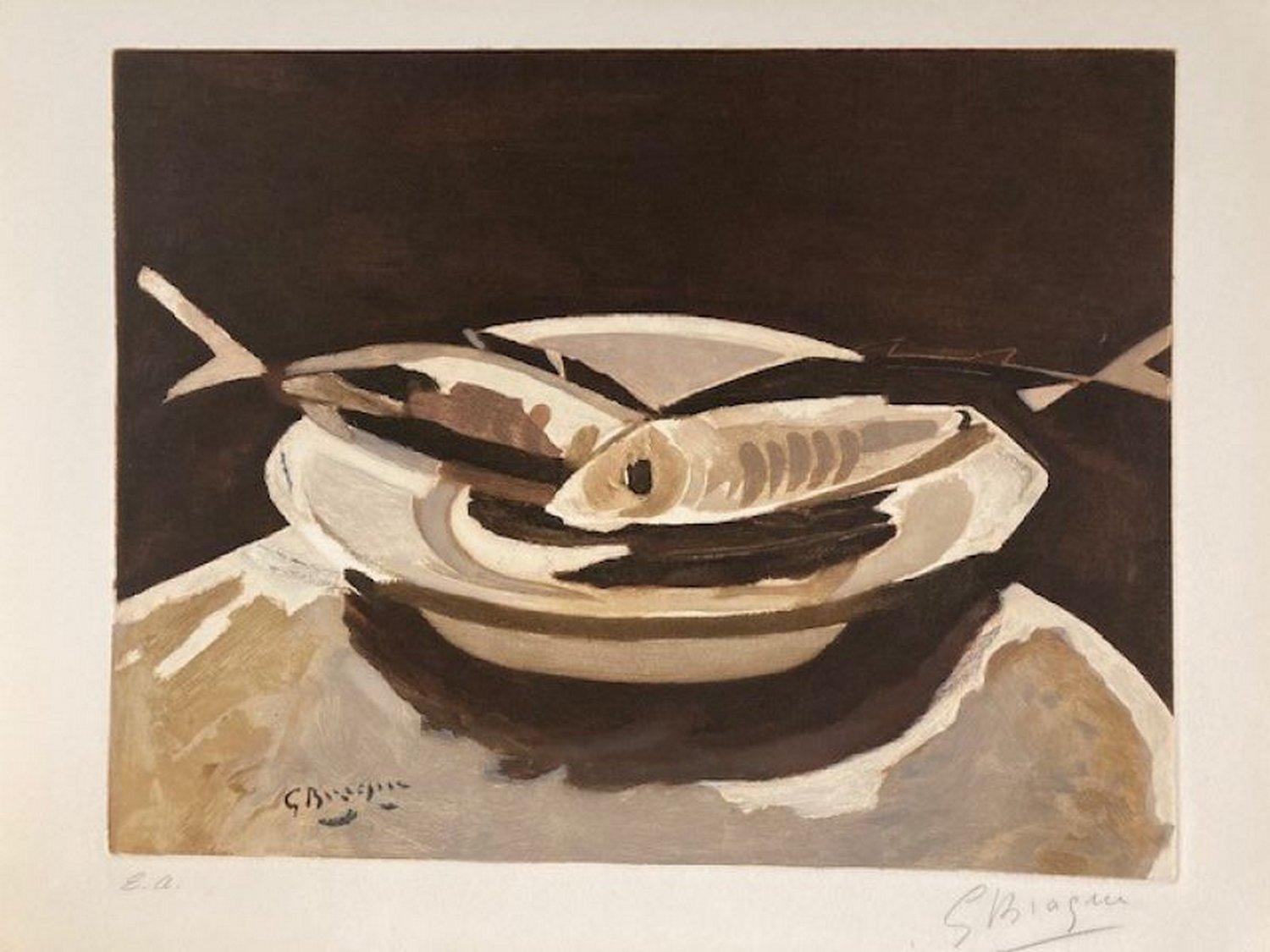 (after) Georges Braque Abstract Print - The Fishes 