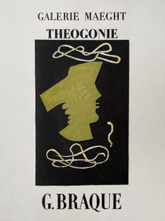 Theogonie Exhibition Poster by Georges Braque, Modernist Mourlot Lithograph 1959