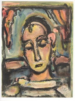 "Tete de jeune fille" lithograph