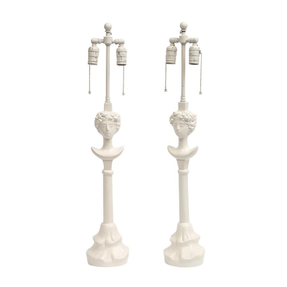 Sirmos 'Colette' Table Lamps, White Matte Resin, After Giacometti  For Sale 6