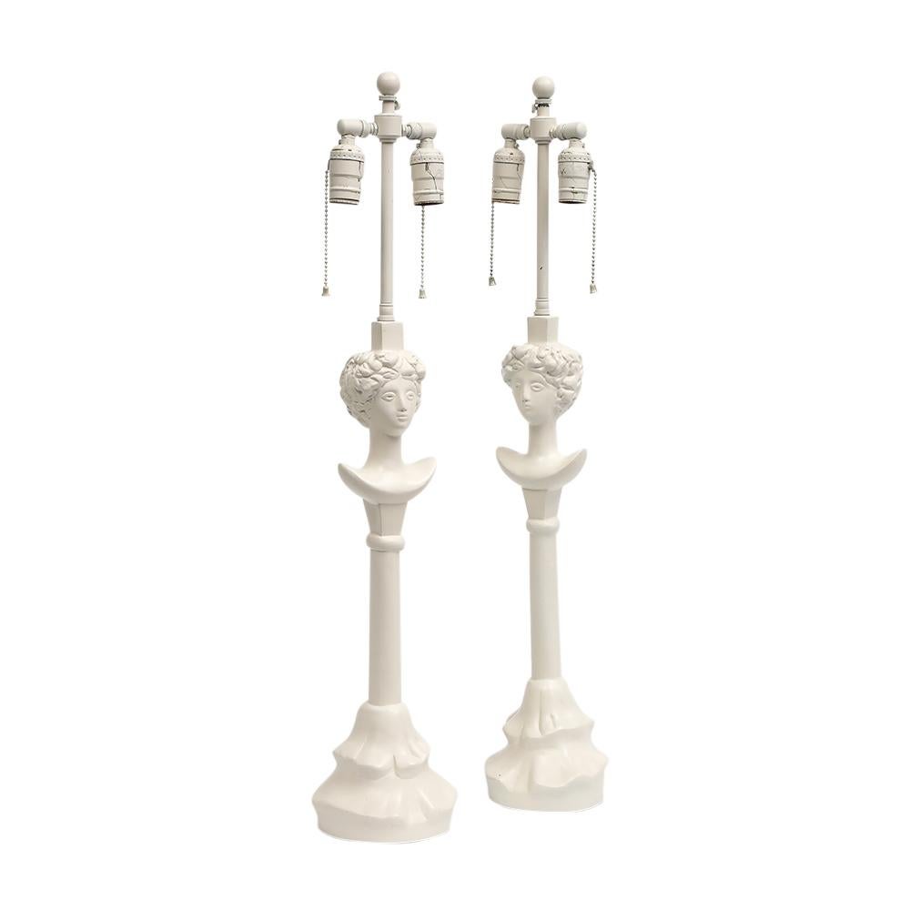 Sirmos 'Colette' Table Lamps, White Matte Resin, After Giacometti  For Sale 8