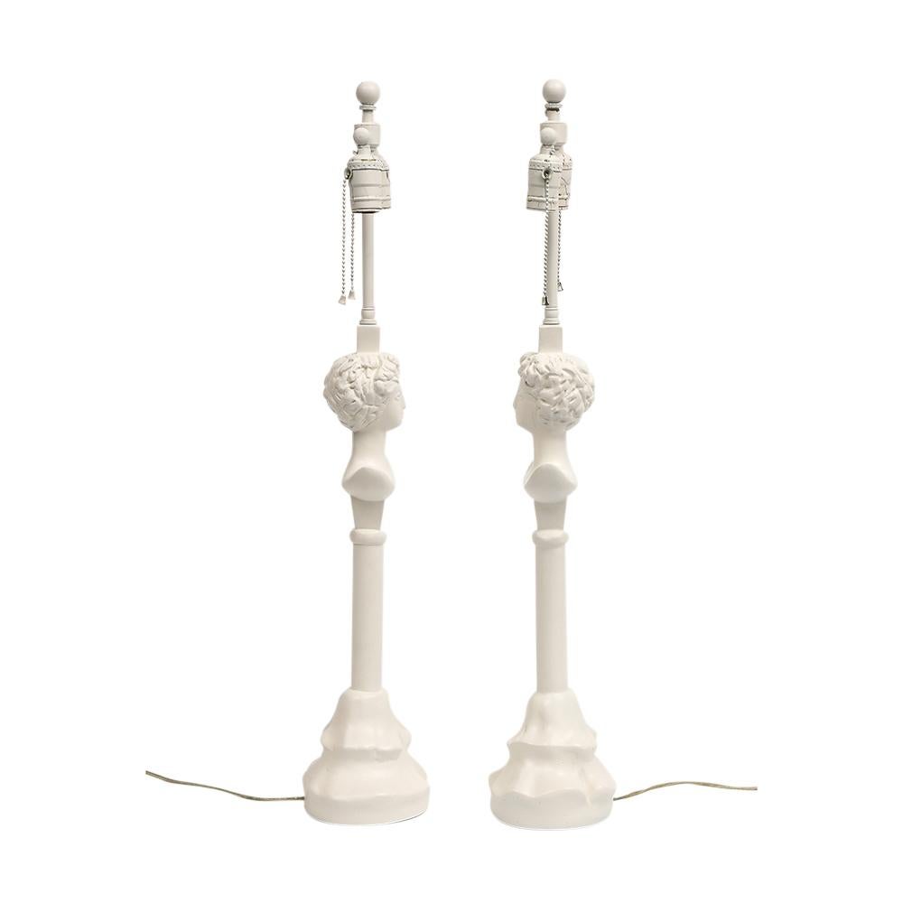 Sirmos 'Colette' Table Lamps, White Matte Resin, After Giacometti  For Sale 9