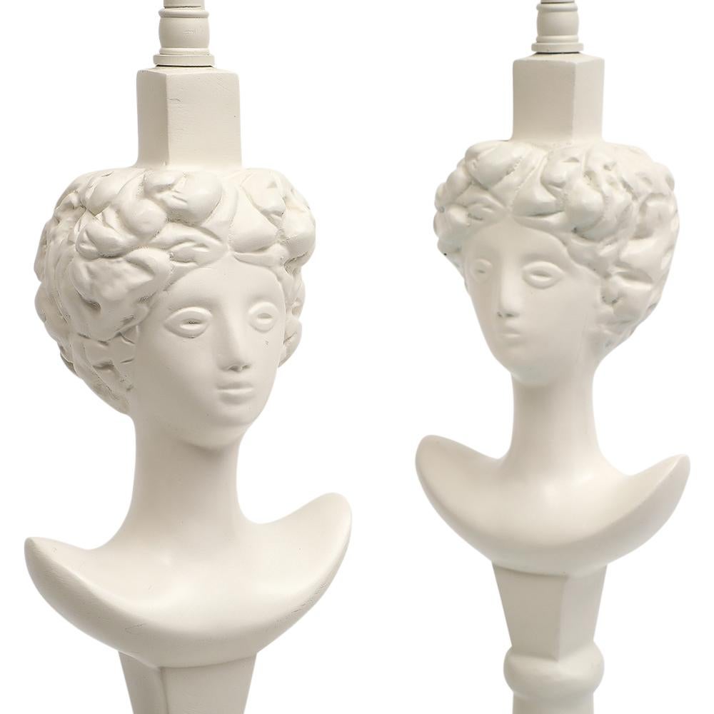 American Sirmos 'Colette' Table Lamps, White Matte Resin, After Giacometti  For Sale