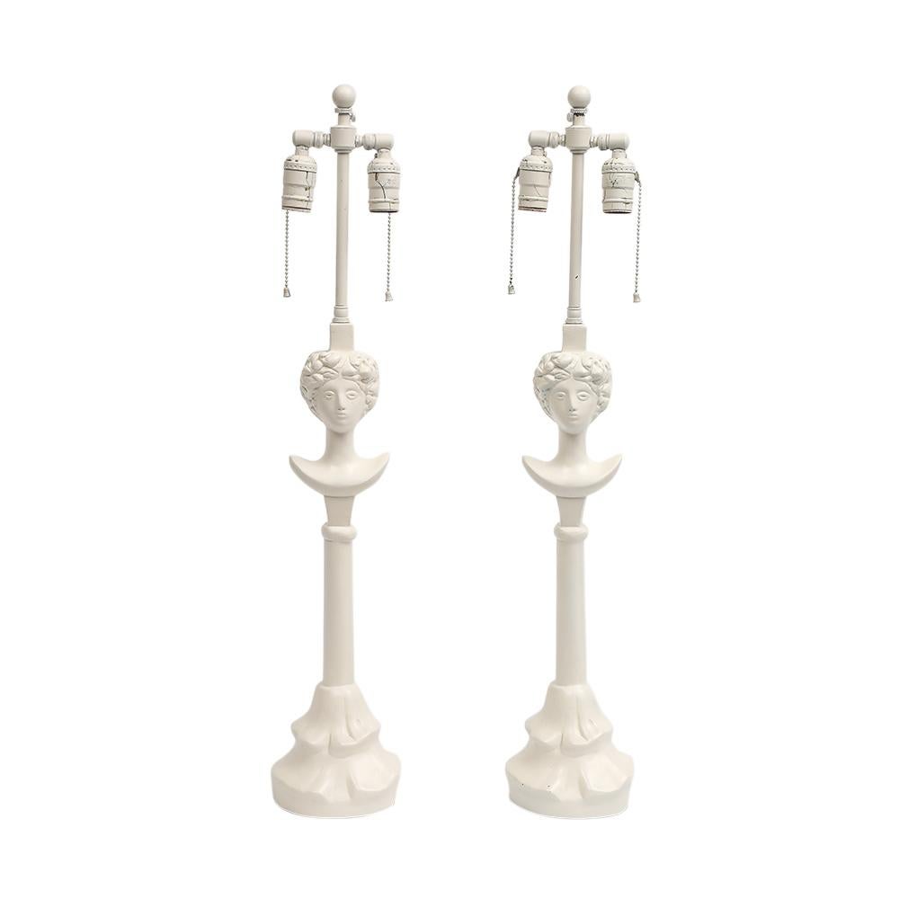 Sirmos 'Colette' Table Lamps, White Matte Resin, After Giacometti  For Sale 1