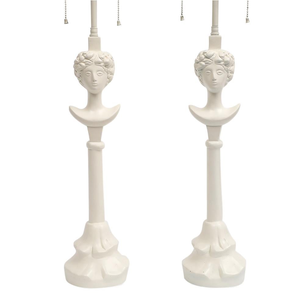 Sirmos 'Colette' Table Lamps, White Matte Resin, After Giacometti  For Sale 2