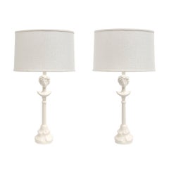 Sirmos 'Colette' Table Lamps, White Matte Resin, After Giacometti 