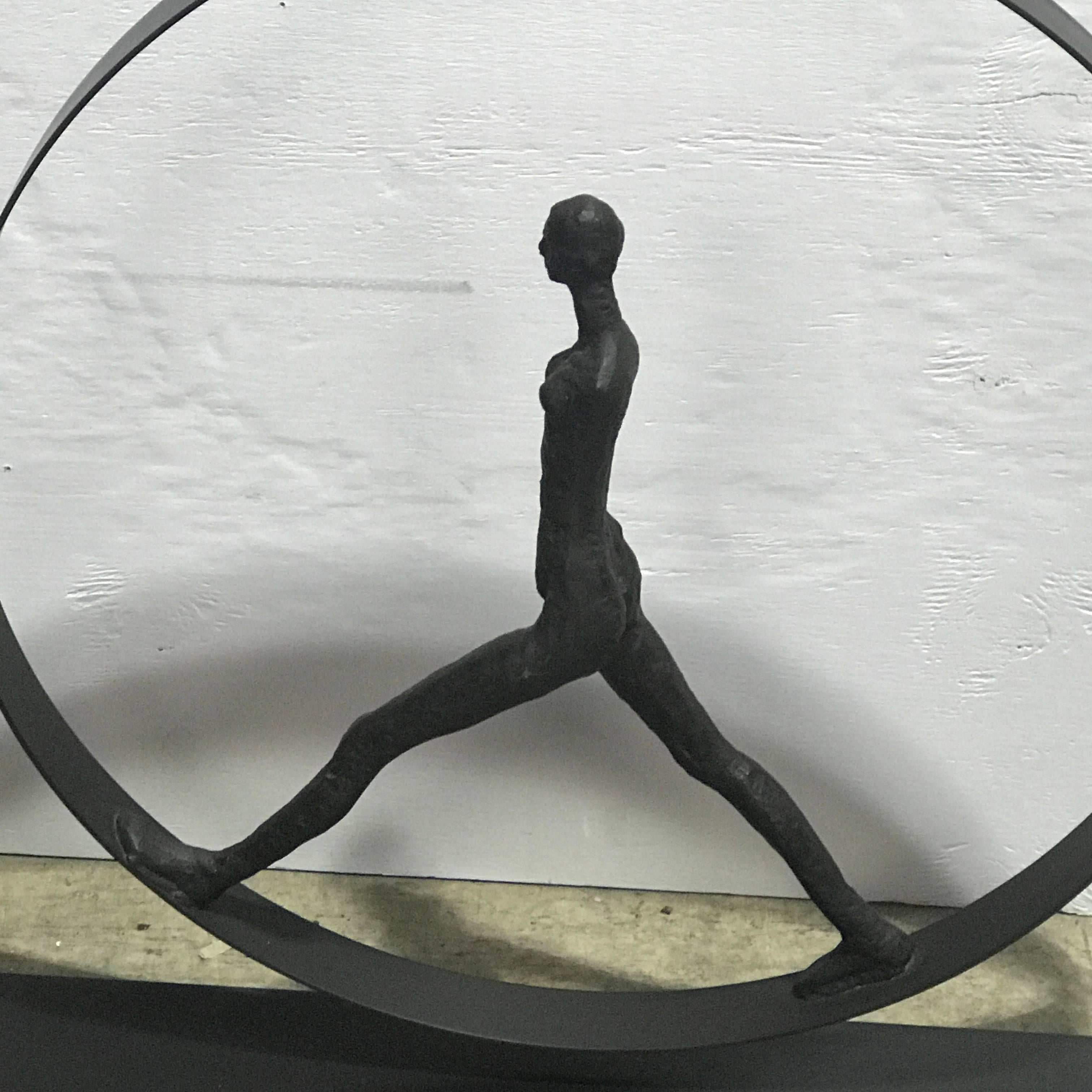 Bronze After Giacometti Walking Figure in Sphere