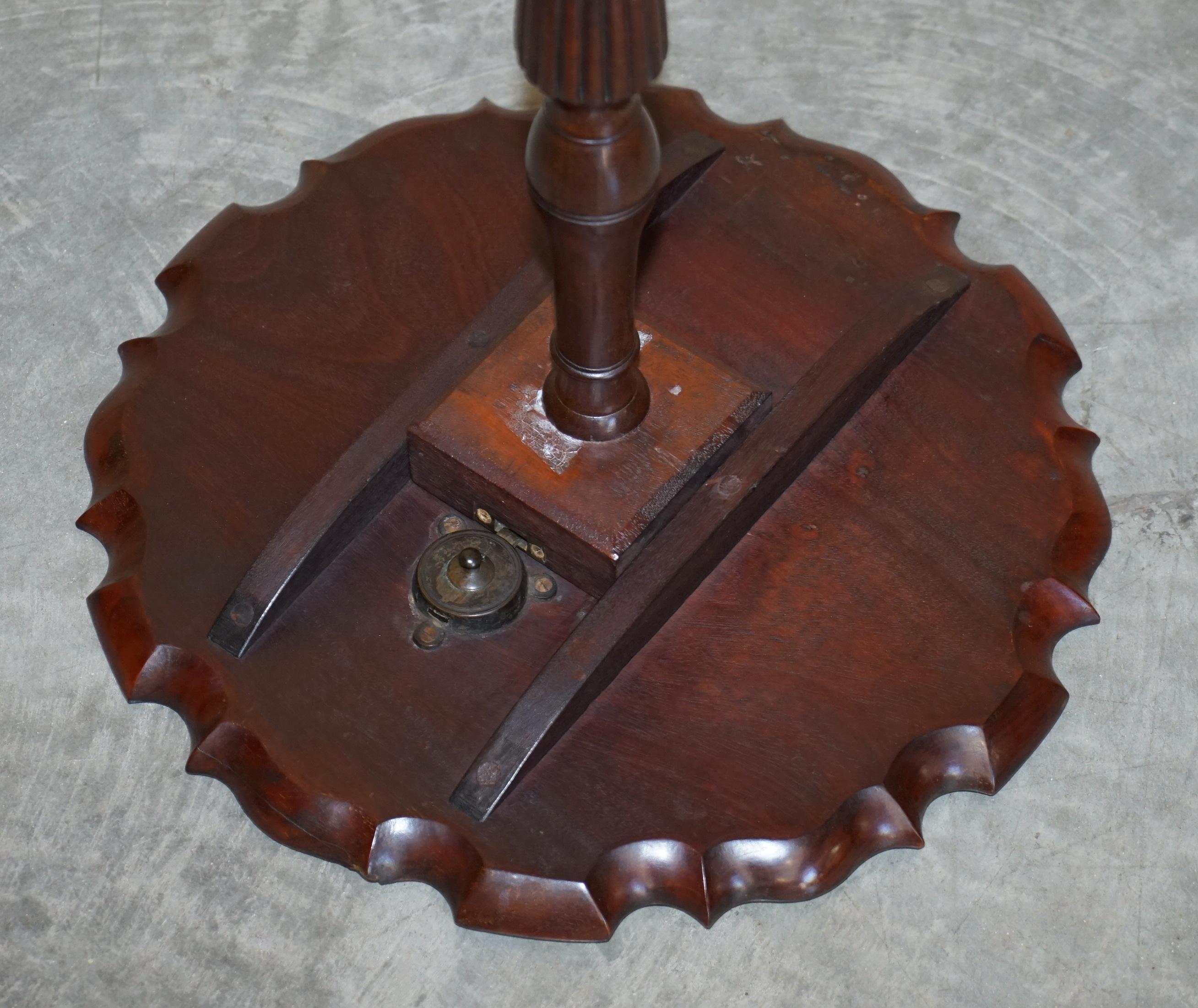 After Gillows of Lancaster Antique Mahogany Pie Crust Tilt Top Side Tripod Table 8