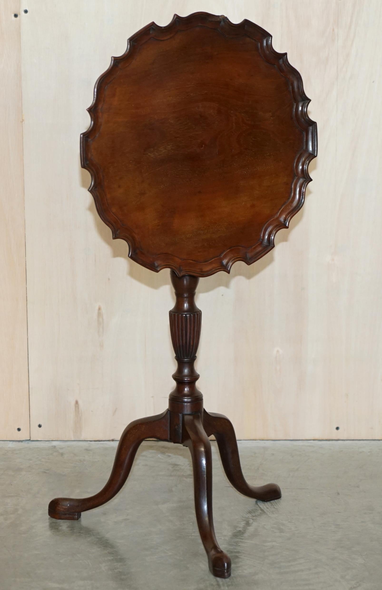 After Gillows of Lancaster Antique Mahogany Pie Crust Tilt Top Side Tripod Table 11