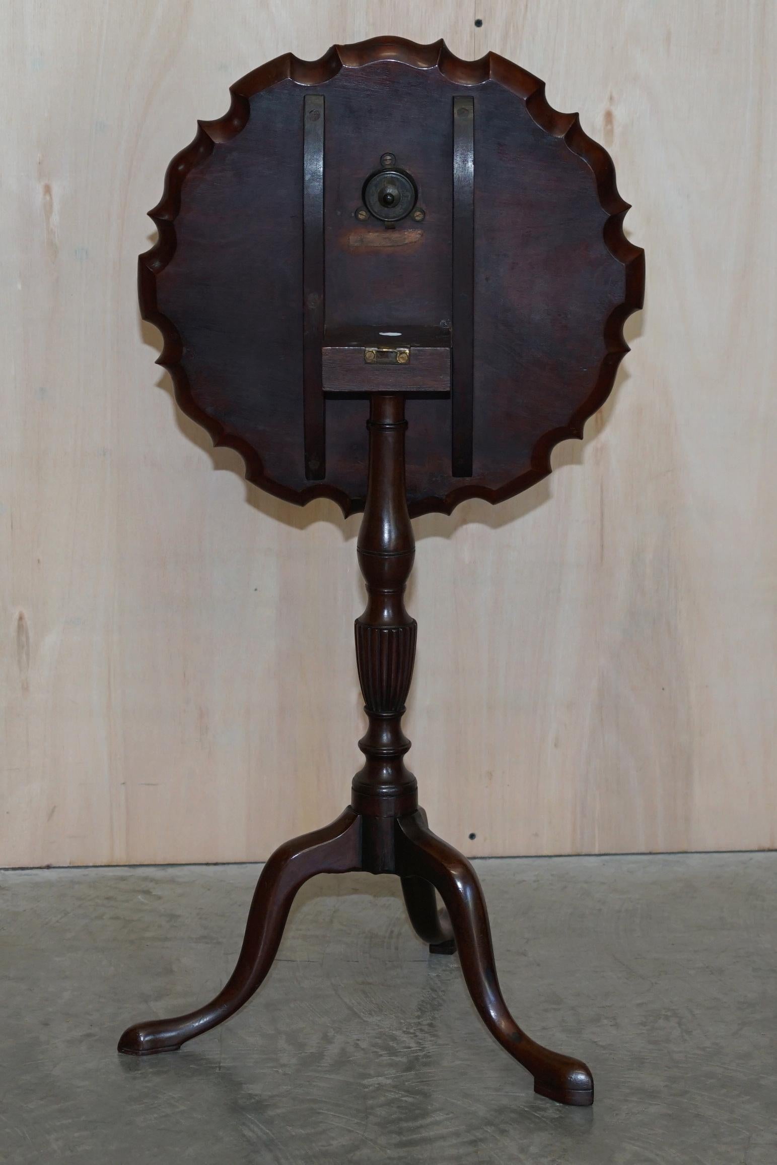 After Gillows of Lancaster Antique Mahogany Pie Crust Tilt Top Side Tripod Table 13
