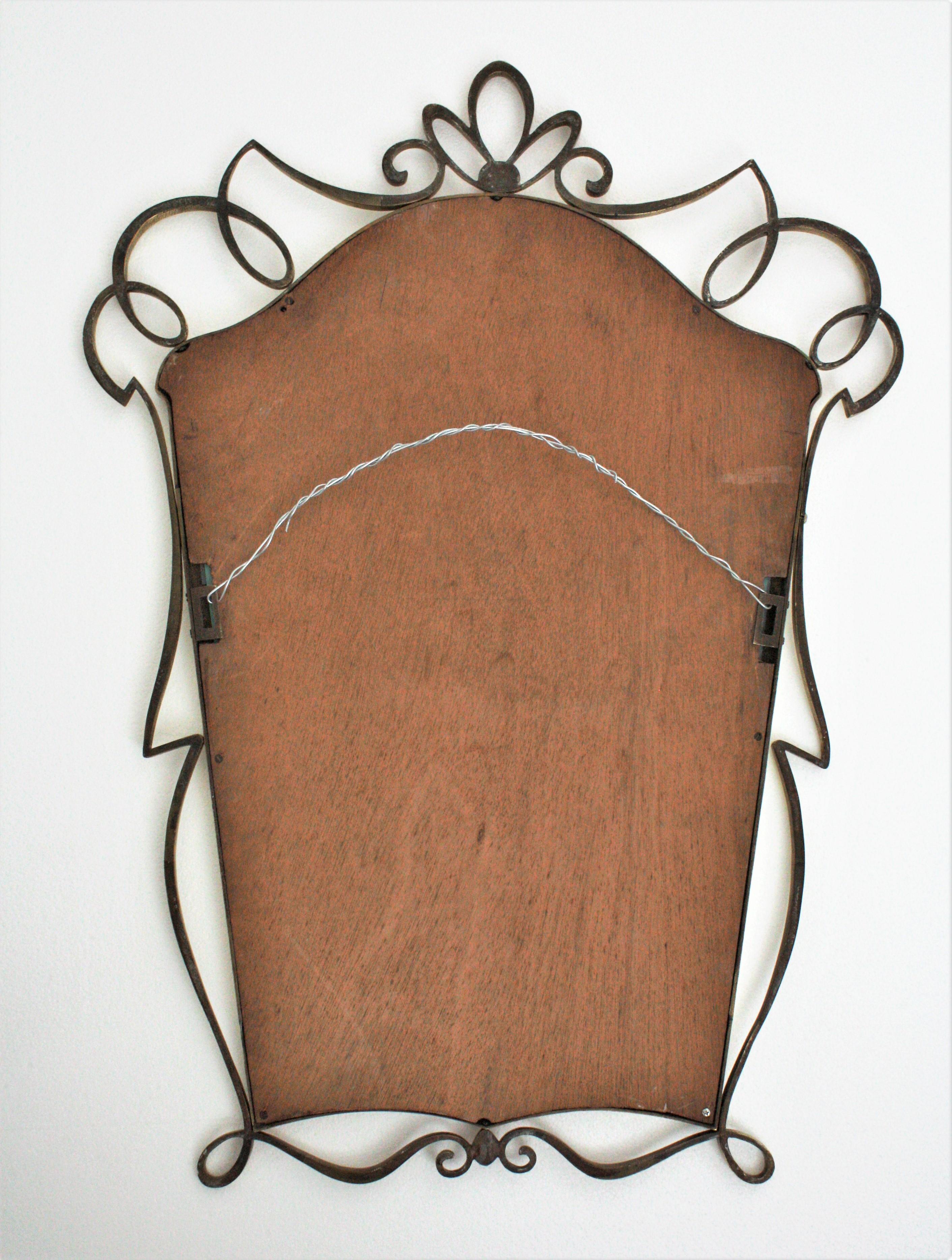 20th Century After Gio Ponti Italian Modernist Brass Mirror, 1950s