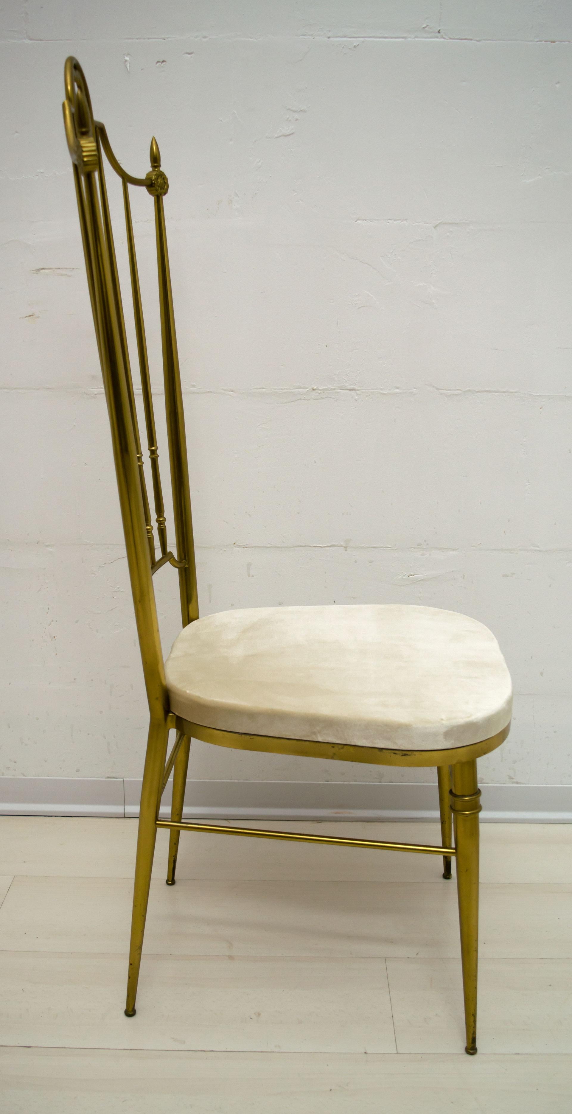 After Gio Ponti Mid-Century Modern Italian Brass High Back Chairs, 1950s 7