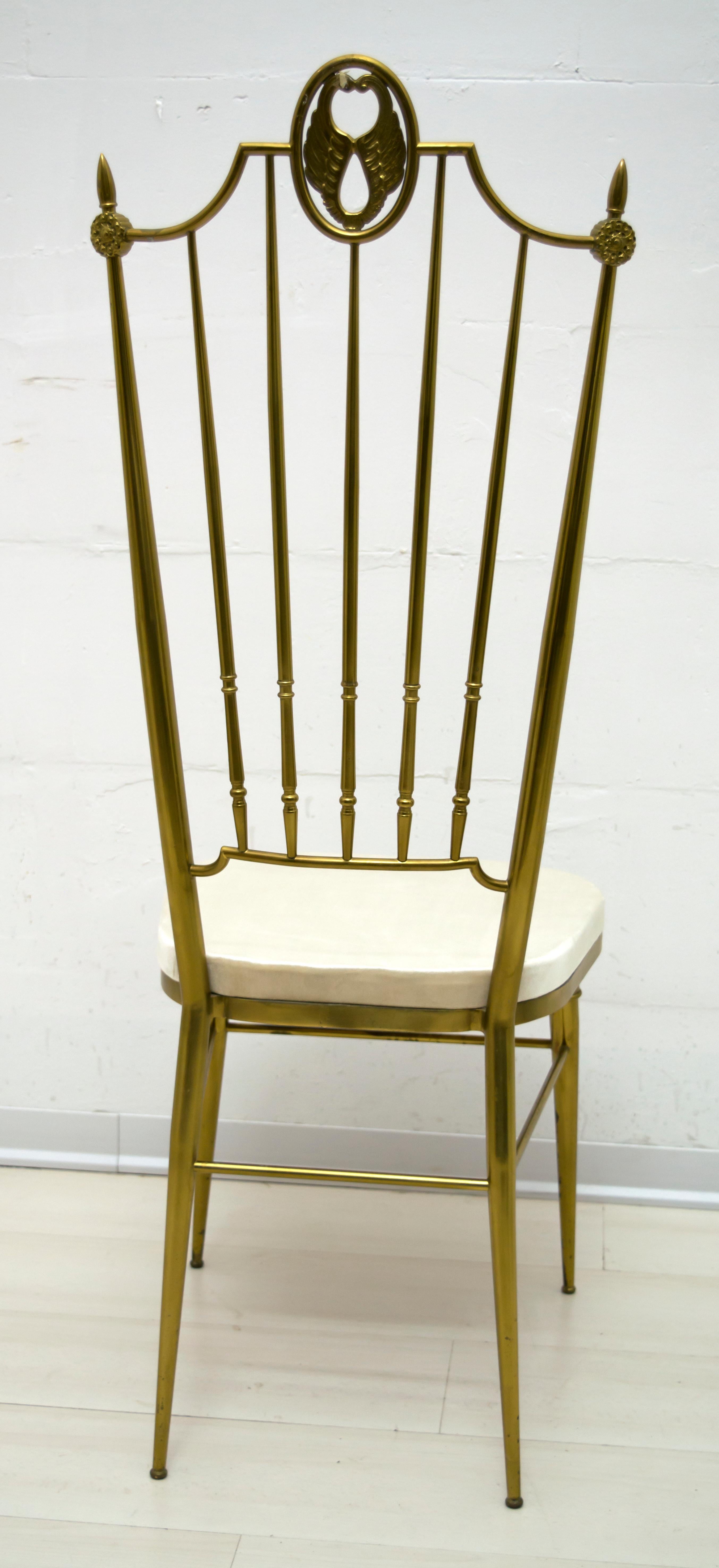 After Gio Ponti Mid-Century Modern Italian Brass High Back Chairs, 1950s 2