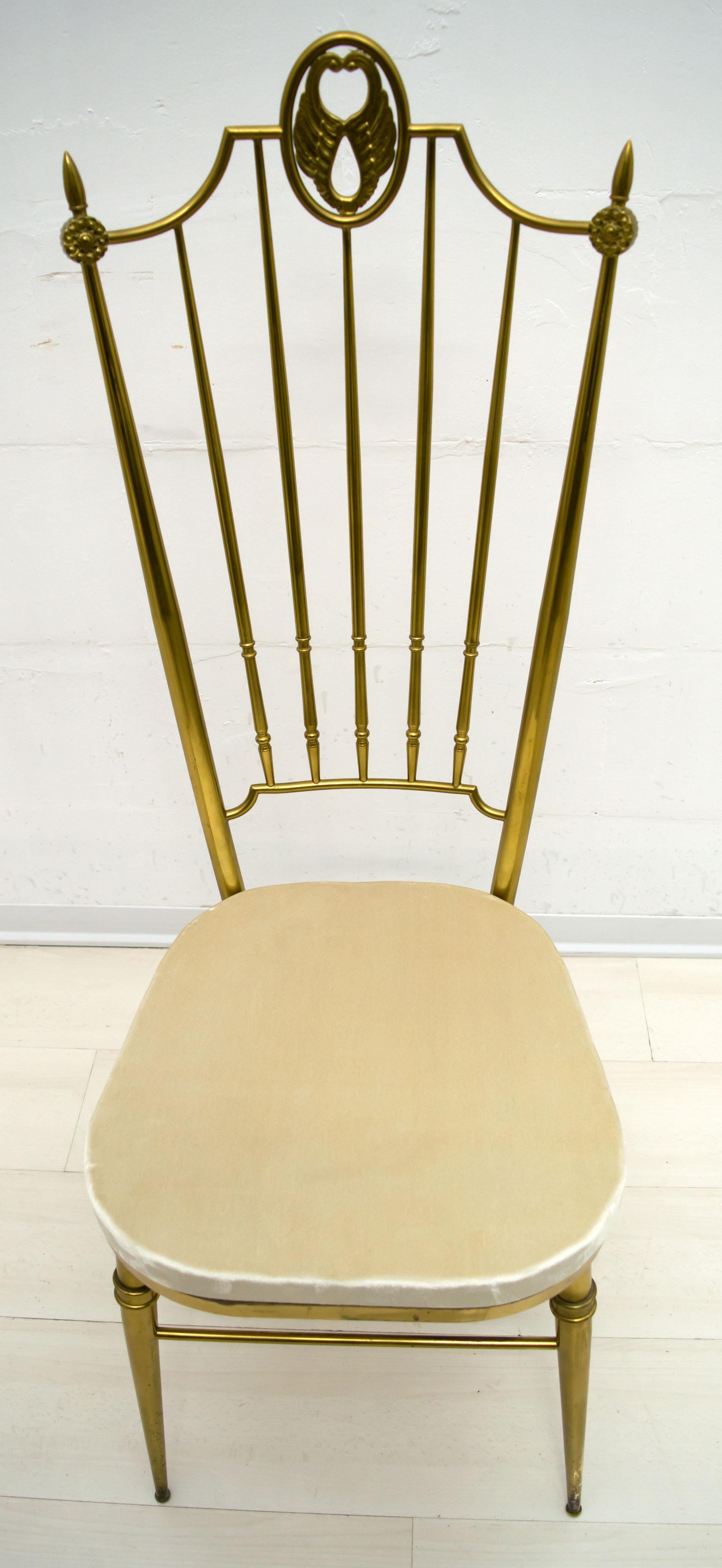 After Gio Ponti Mid-Century Modern Italian Brass High Back Chairs, 1950s 4