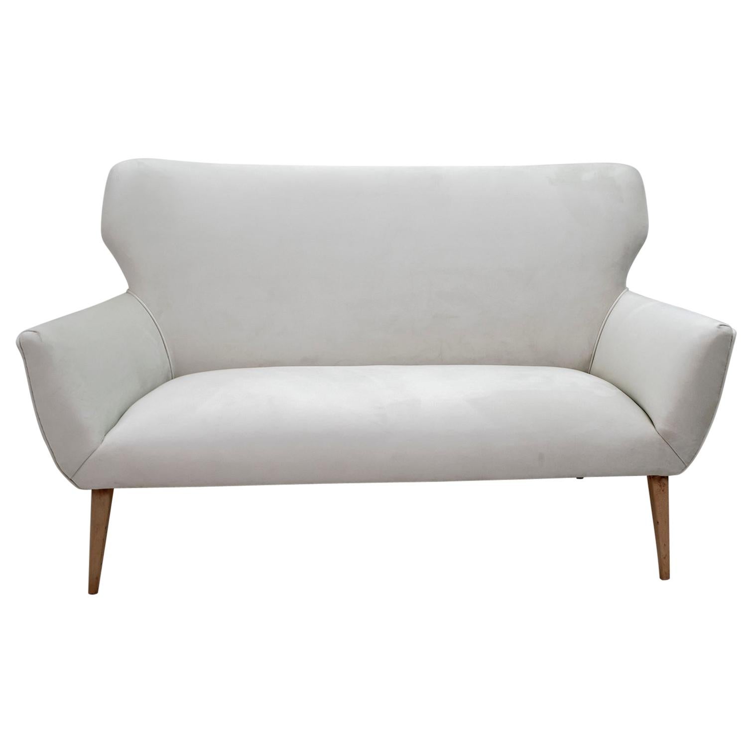 After Gio Ponti Mid-Century Modern Italian Velvet Small Sofa, 1950s