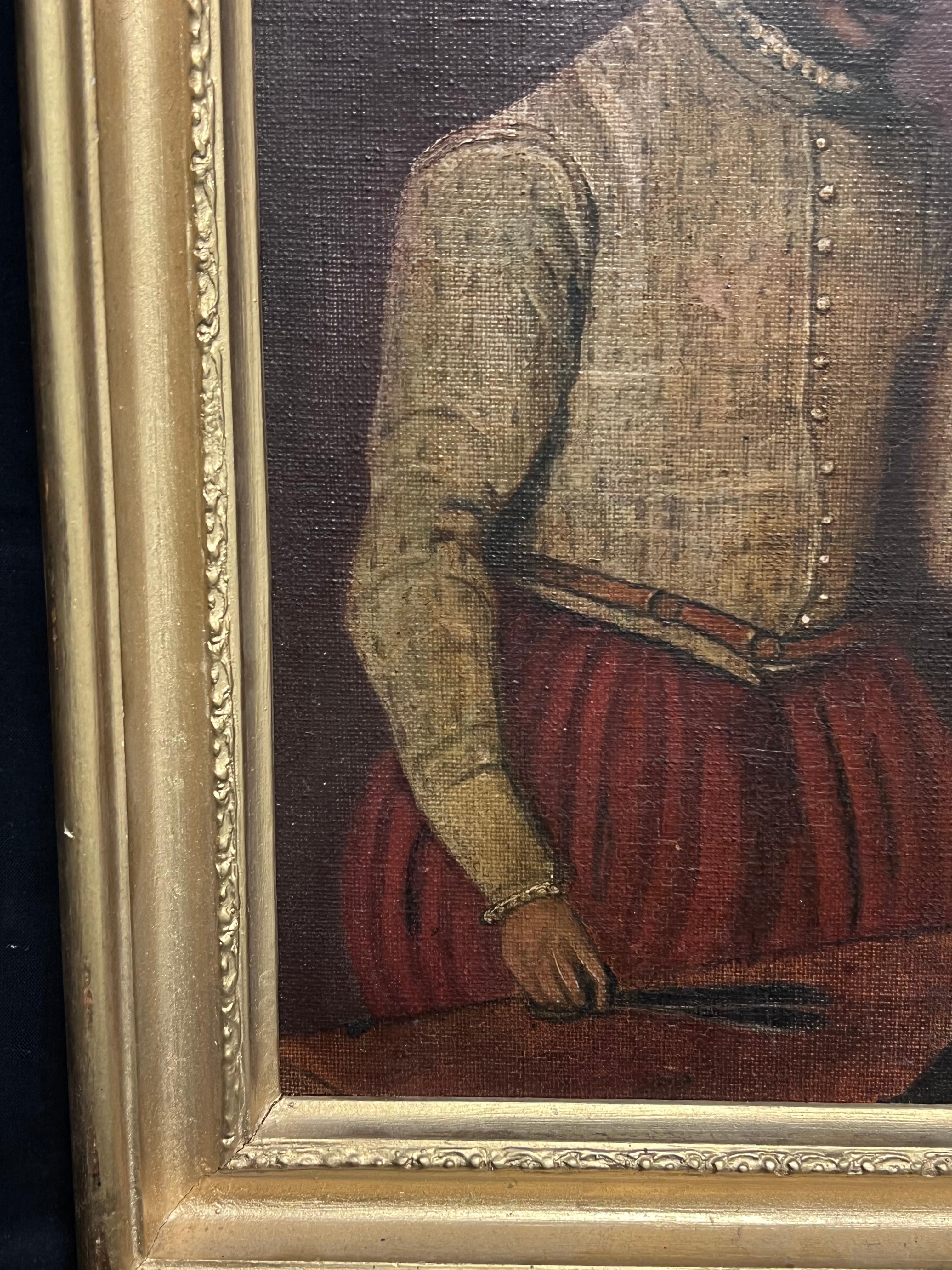 Italian Renaissance Gentleman Portrait of a Tailor Antique Oil Painting For Sale 2