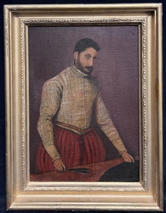 Italian Renaissance Gentleman Portrait of a Tailor Antique Oil Painting