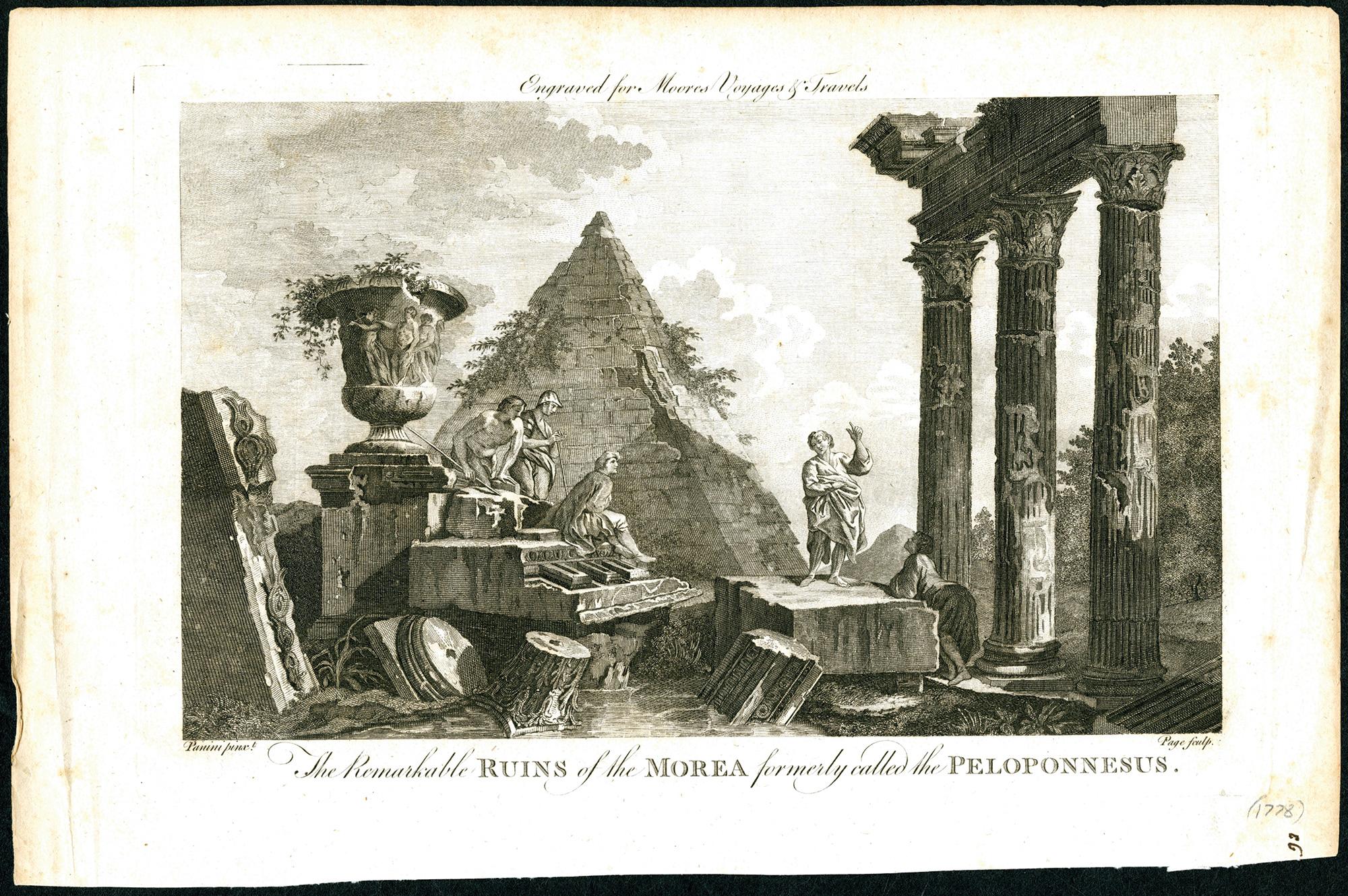 Remarkable Ruins of Morea, formerly called the Peloponnesus - Print by (After) Giovanni Pannini