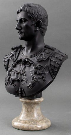 After Giuseppe Bessi Basalt Sculpture of Augustus