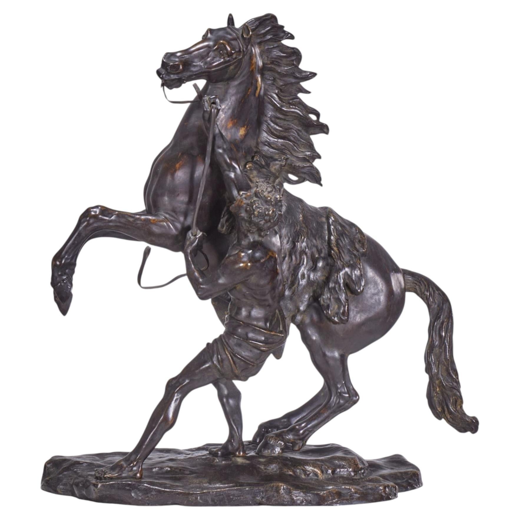 After Guillaume Coustou the Elder, Antique Bronze Sculpture of Cheval de Marly