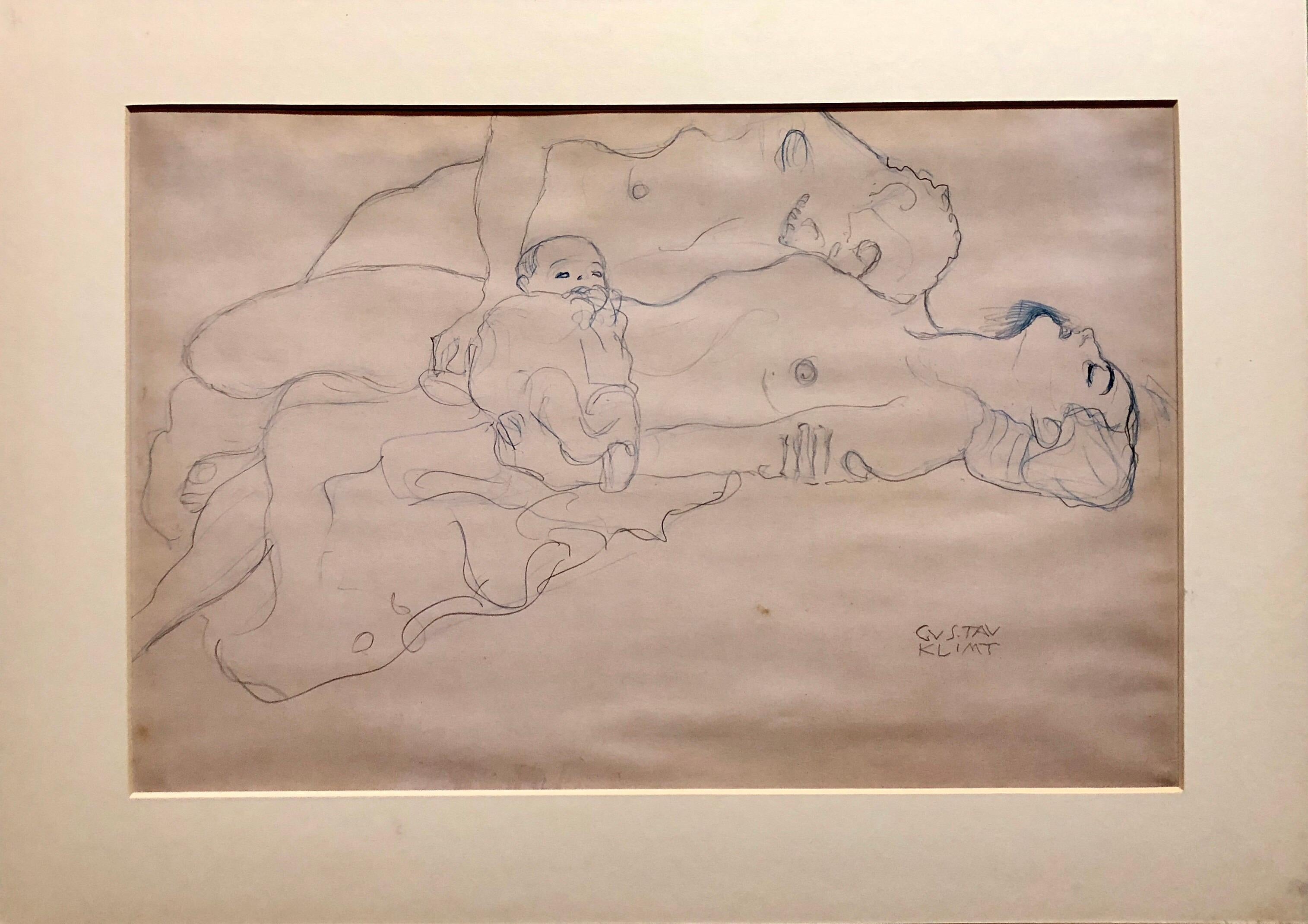 After Gustav Klimt Couple With Baby Austrian After Gustav Klimt Couple With Baby Austrian Lithograph Art Nouveau Vienna Secession Print Im Angebot Bei 1stdibs