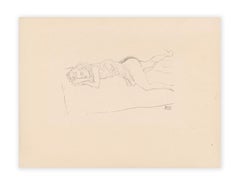 Female semi-nude on bedding, Gustav Klimt Handzeichnungen (Sketch), 1922