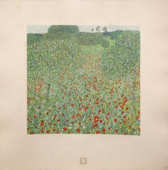 Gustav Klimt (after) - "Mohnwiese" (Poppy Meadow) 1931 Colored Collotype