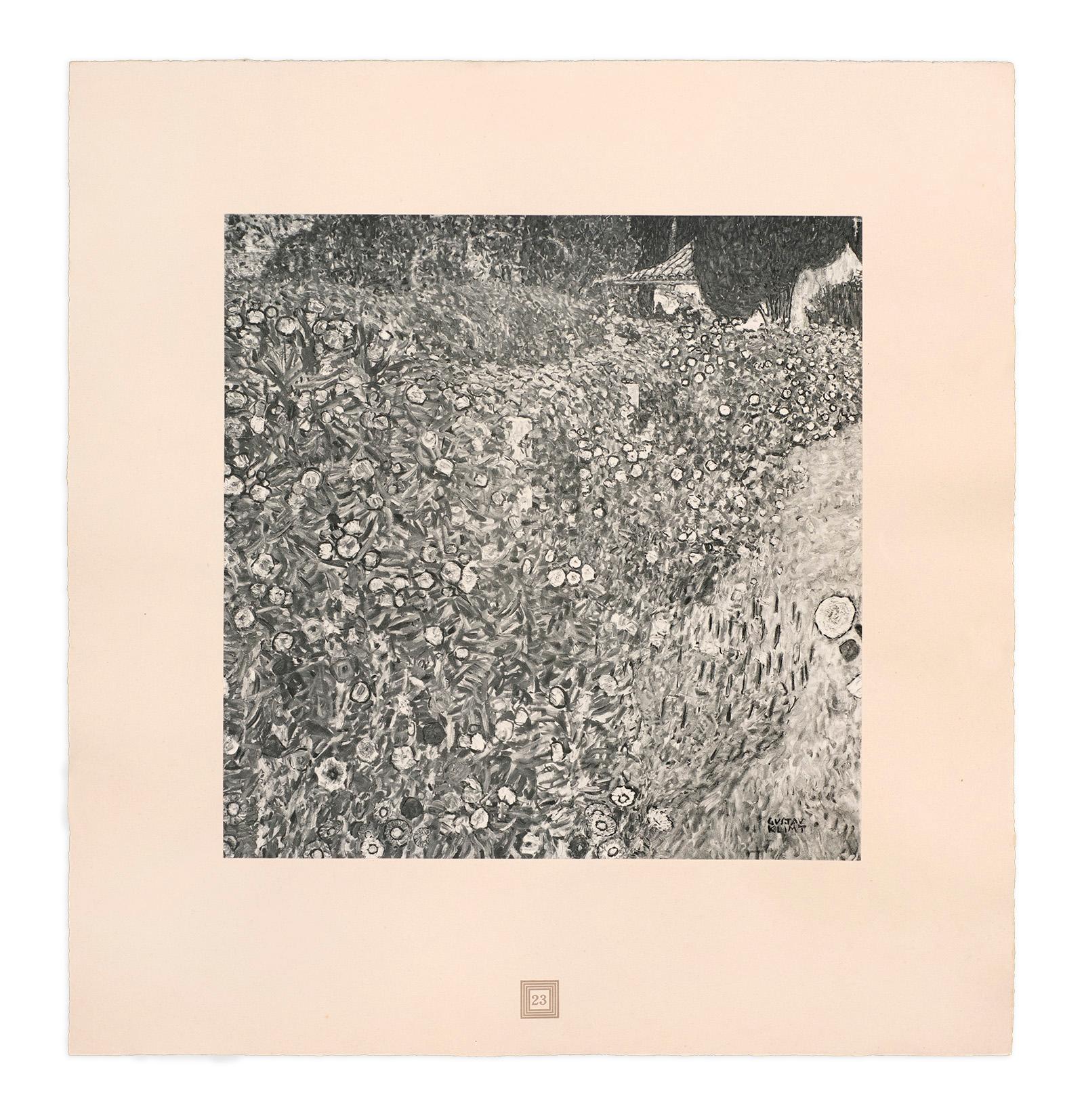 Italienische Gartenlandschaft im italienischen Gartenstil, Gustav Klimt Eine Nachahmung der Collotypie, 1931 – Print von (after) Gustav Klimt