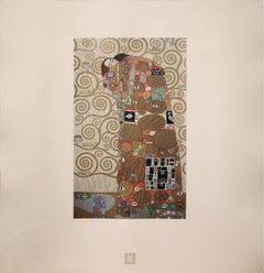 Klimt - "Aus dem Stoclet-Fries: Die Umarmung" (The Embrace) Colored Collotype