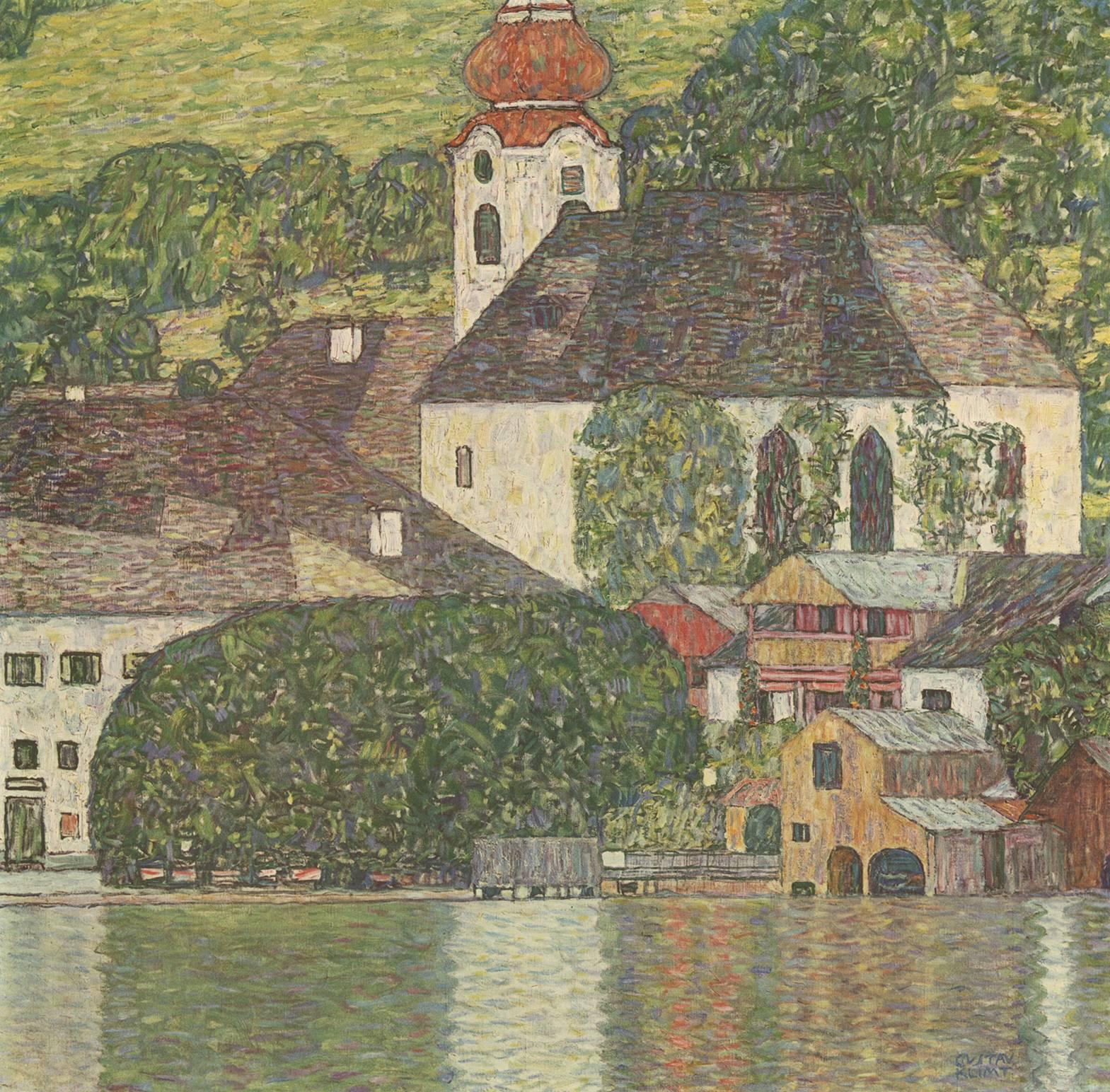 Max Eisler Eine Nachlese folio “Church on Lake Wolfgang” collotype print - Print by (after) Gustav Klimt