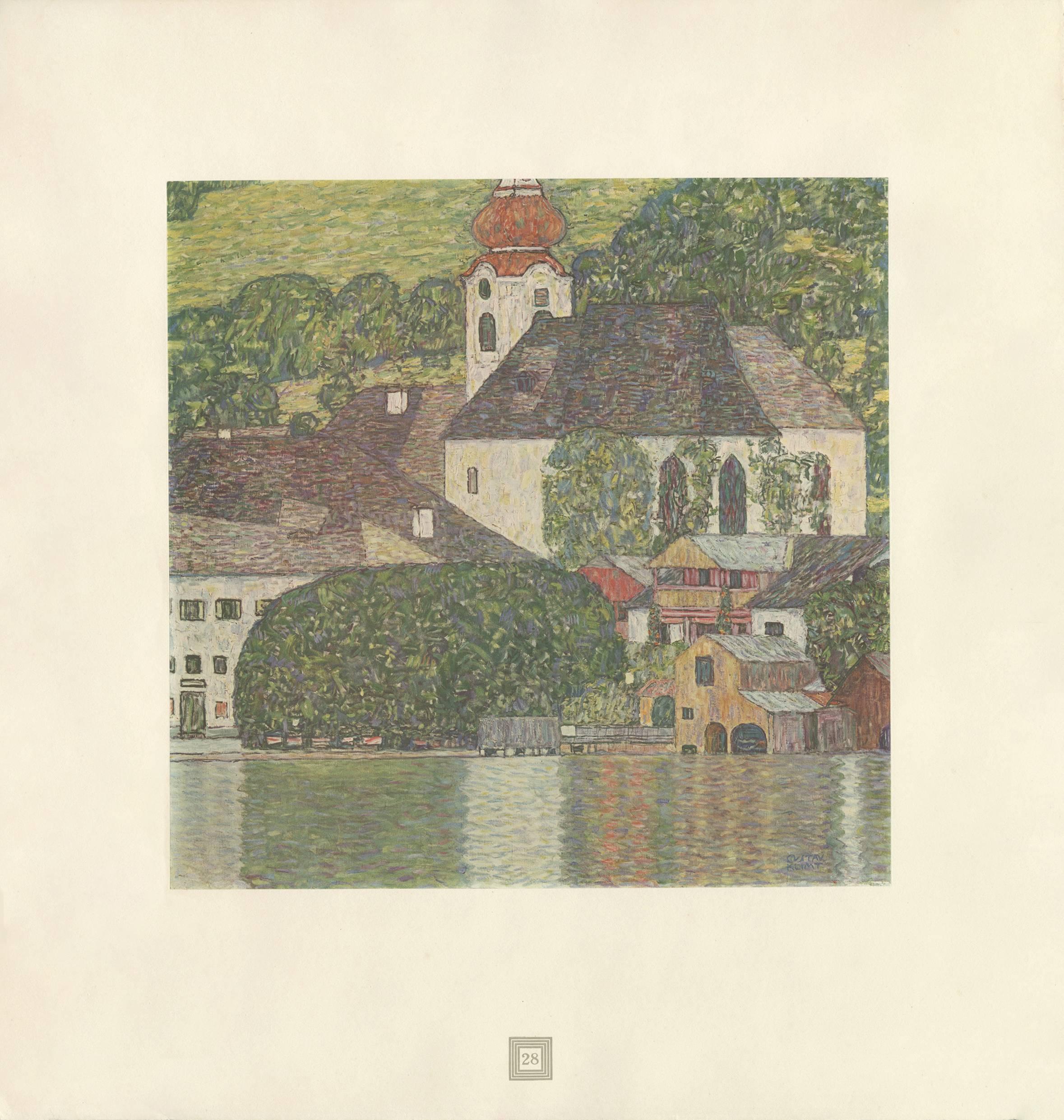 (after) Gustav Klimt Landscape Print - Max Eisler Eine Nachlese folio “Church on Lake Wolfgang” collotype print