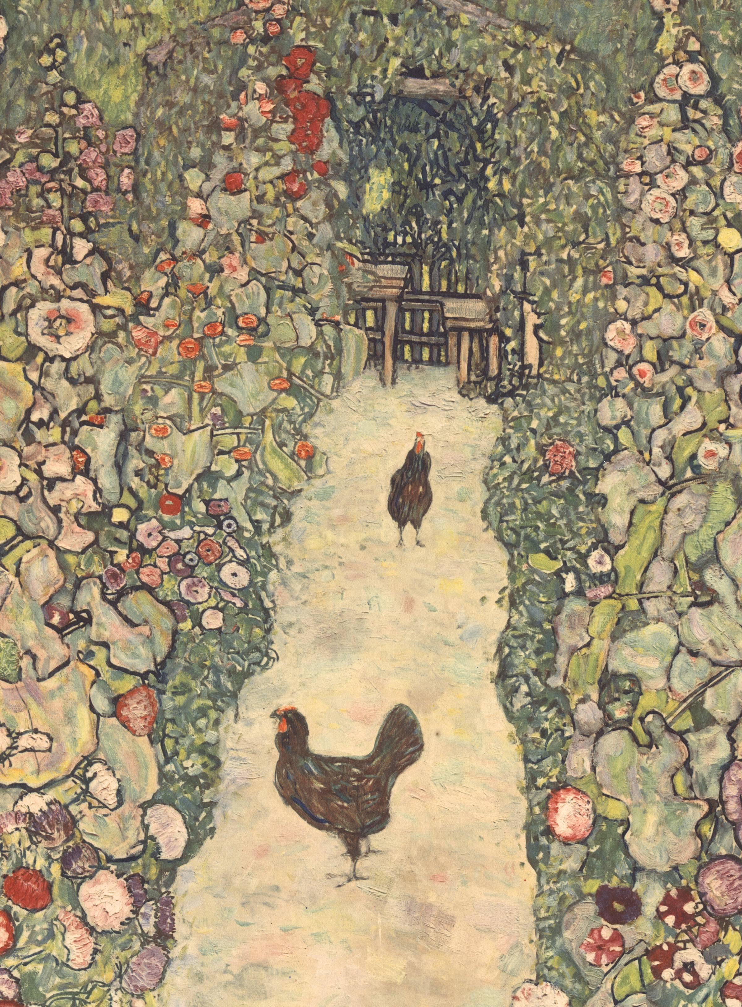 Max Eisler Eine Nachlese folio “Garden Path with Chickens” collotype print - Print by (after) Gustav Klimt