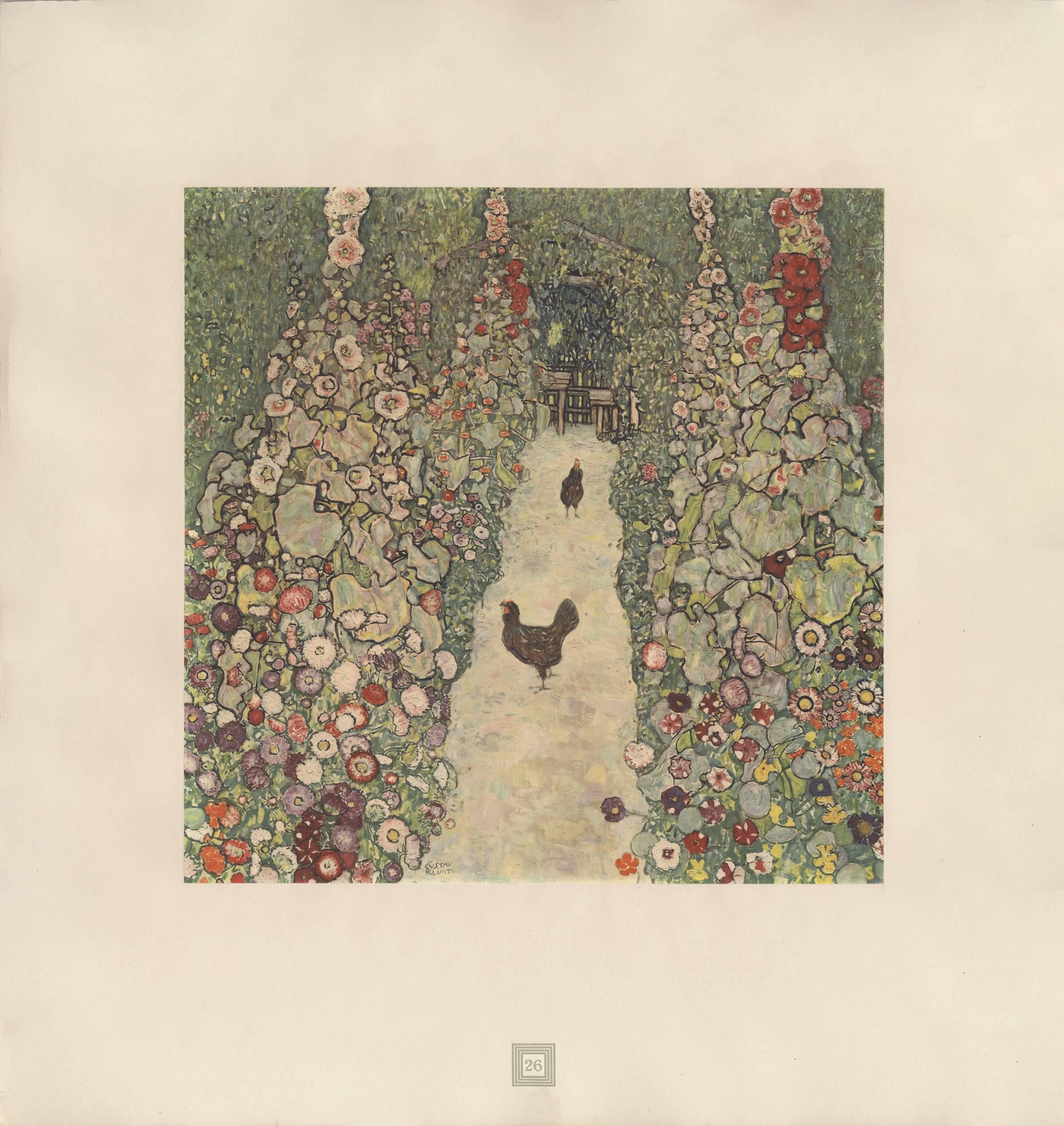 Landscape Print (after) Gustav Klimt - Impression collotype Eine Nachlese de Max Eisler intitulée "Garden Path with Chickens"