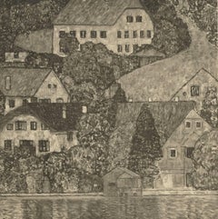 Max Eisler Eine Nachlese Folie „Häuser in Unterach am See am Attersee“, collotype